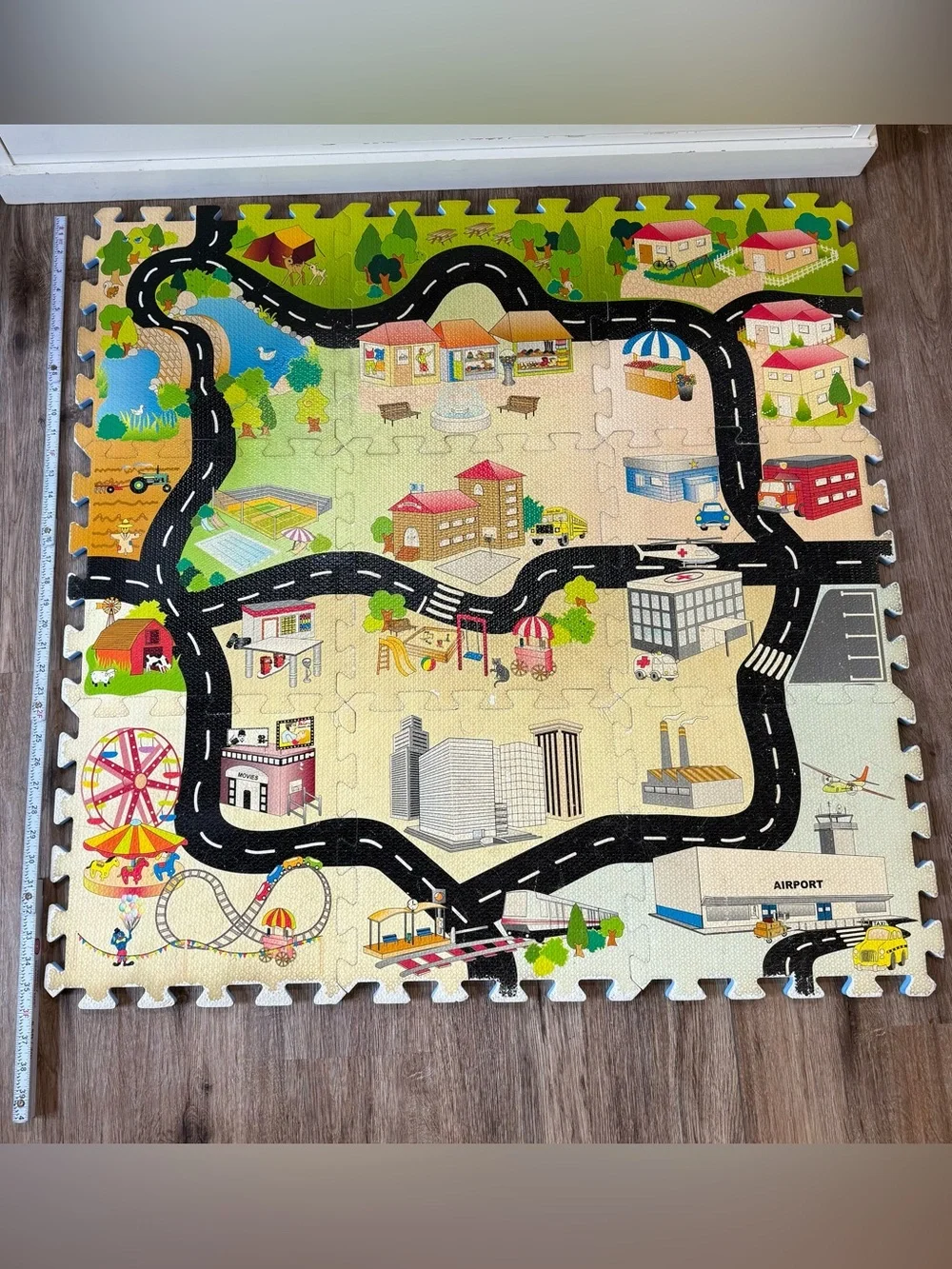 City RoadMap Play Interlocking Foam Puzzle Mat 9 tiles 36”x36” Comes in Bag
