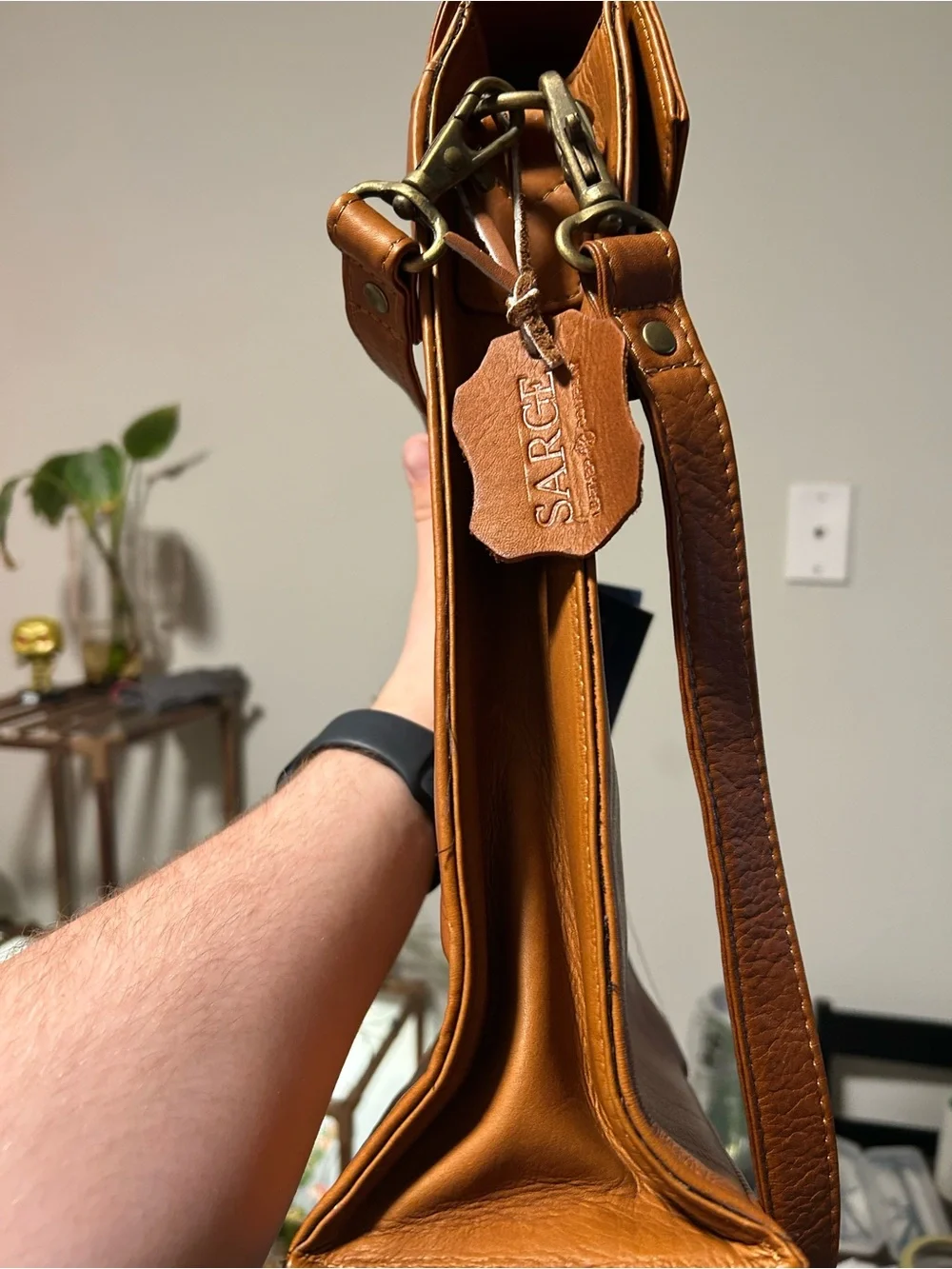 Sarge Leather Co. Men's Crossbody Bag - Tan