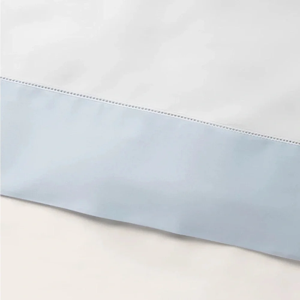 Ralph Lauren RL Organic Sateen Border European Euro Pillow Sham Blue Hyacinth