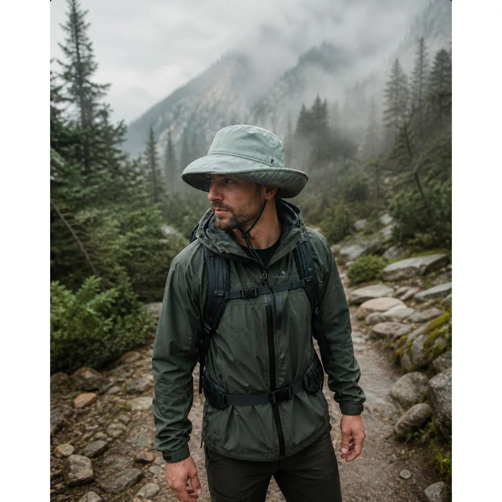 Outdoor Research Gore-Tex Hat Waterproof‎ Wide Brim Lined Hiking Large Green