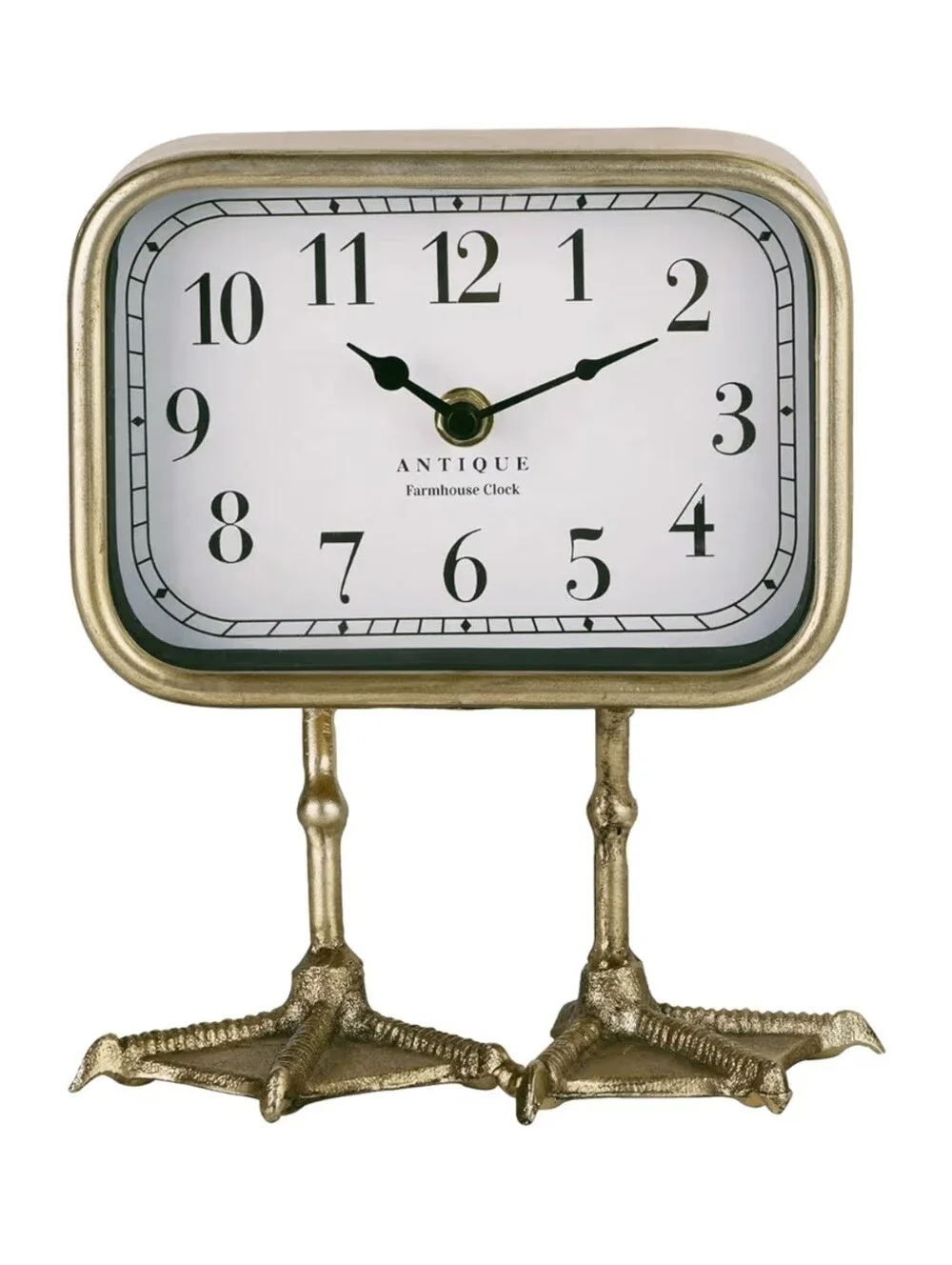 Nikky Home NWT Retro Iron Duck Palmate Footed Desktop Clock In Gold 8.39