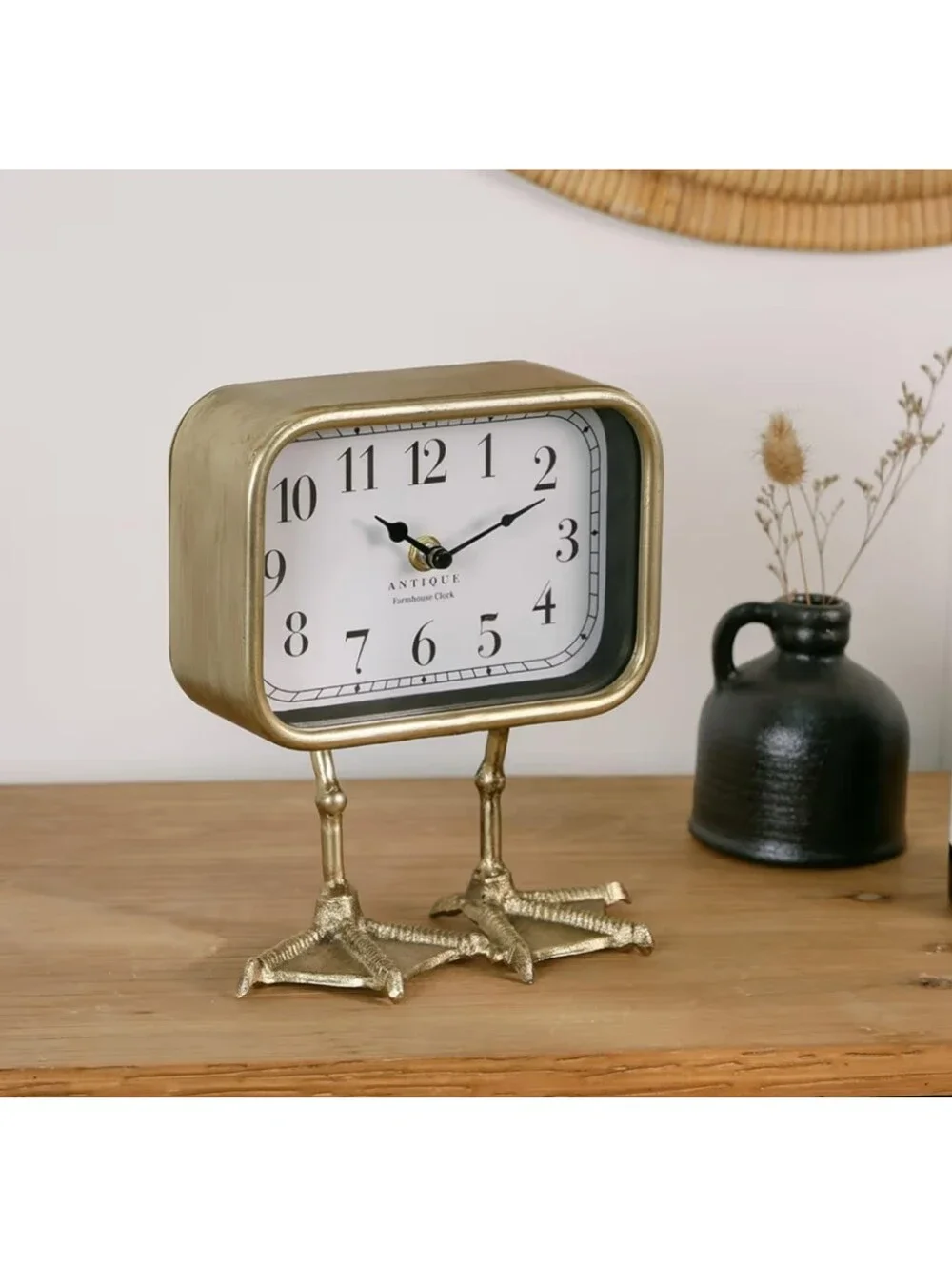 Nikky Home NWT Retro Iron Duck Palmate Footed Desktop Clock In Gold 8.39