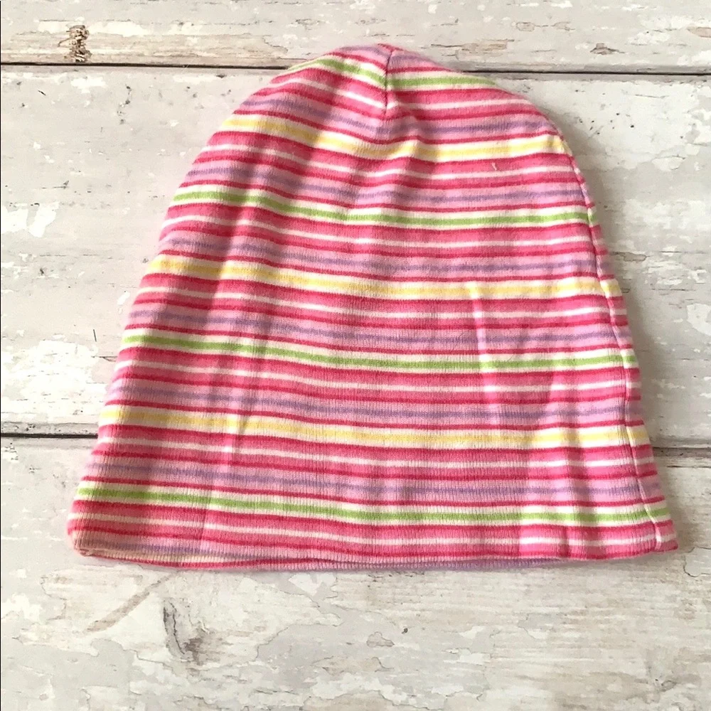 BabyGap Baby Girl Knot Hats Beanies Pink Stripes & Bird Print Set of 2 Gap Kids