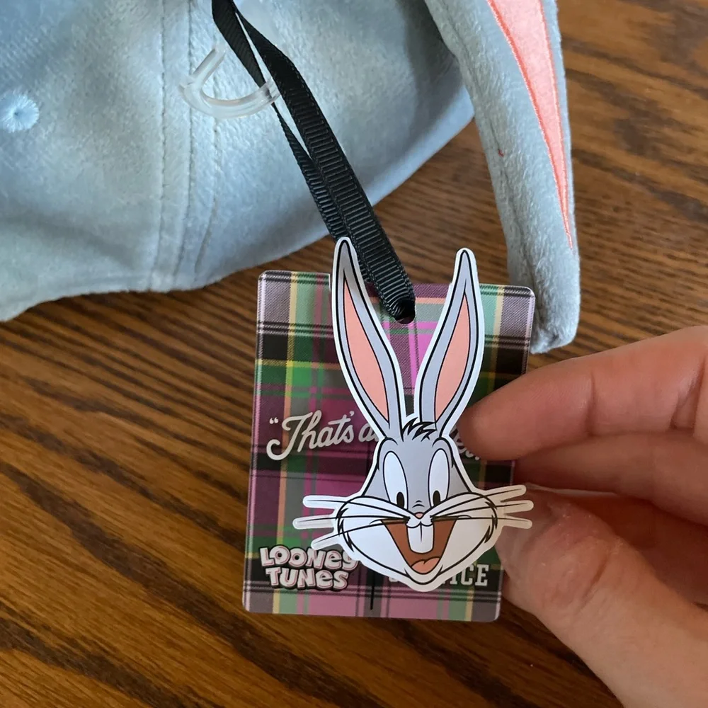 Looney Tunes Justice Bugs Bunny Plush Light Gray Baseball Cap