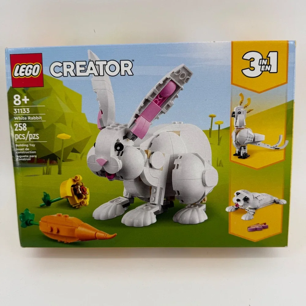 LEGO Creator 3-in-1 White Rabbit 31133 Building Set Bunny Cockatoo Seal 258 Pcs