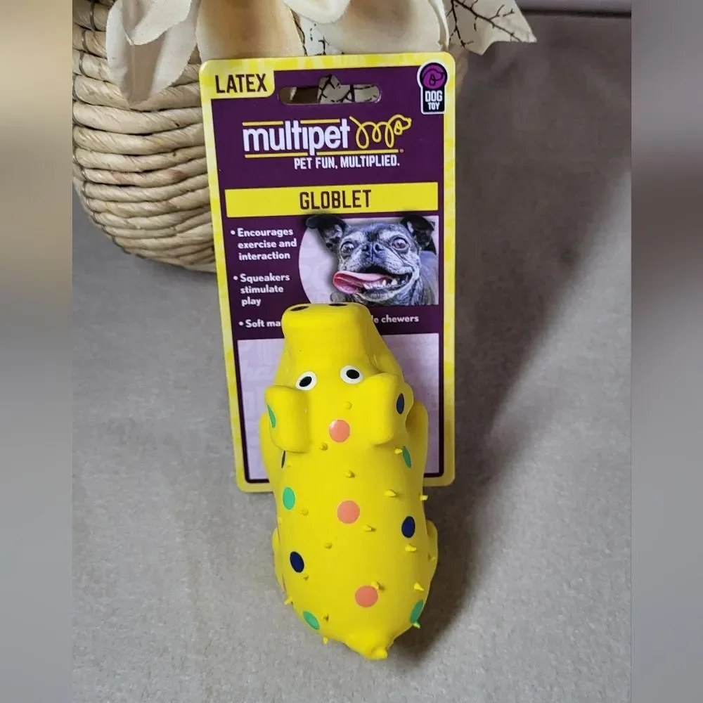 Multipet NWT Mini 4in Latex Pig Polka Dot Globlet Squeaky Dog Toy- 1 Count
