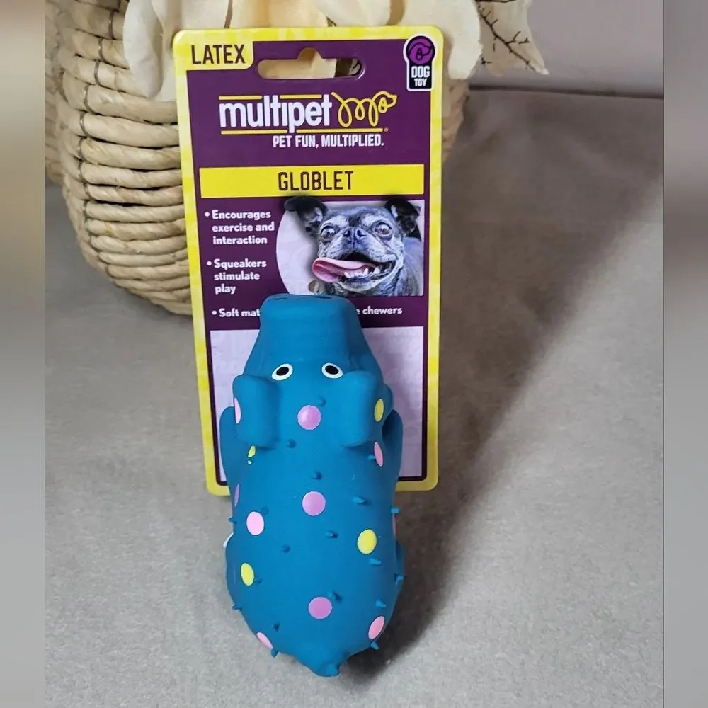 Multipet NWT Mini 4in Latex Pig Polka Dot Globlet Squeaky Dog Toy- 1 Count