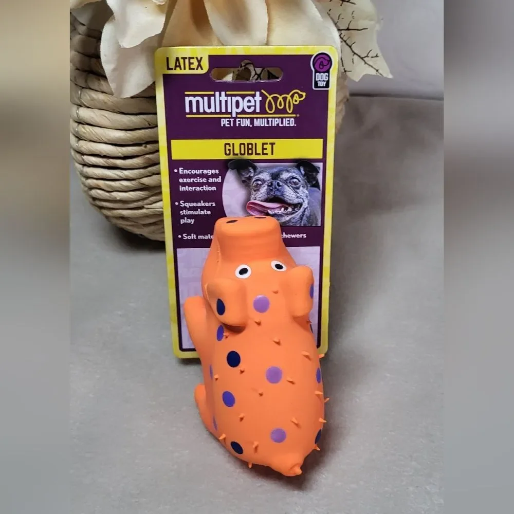 Multipet NWT Mini 4in Latex Pig Polka Dot Globlet Squeaky Dog Toy- 1 Count