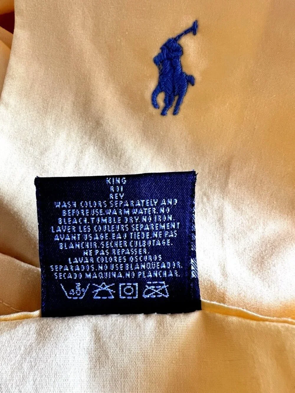 RALPH LAUREN Polo KING Sheet 3 Pc Set FLAT 2 Pillowcases Supima Cotton Yellow VT