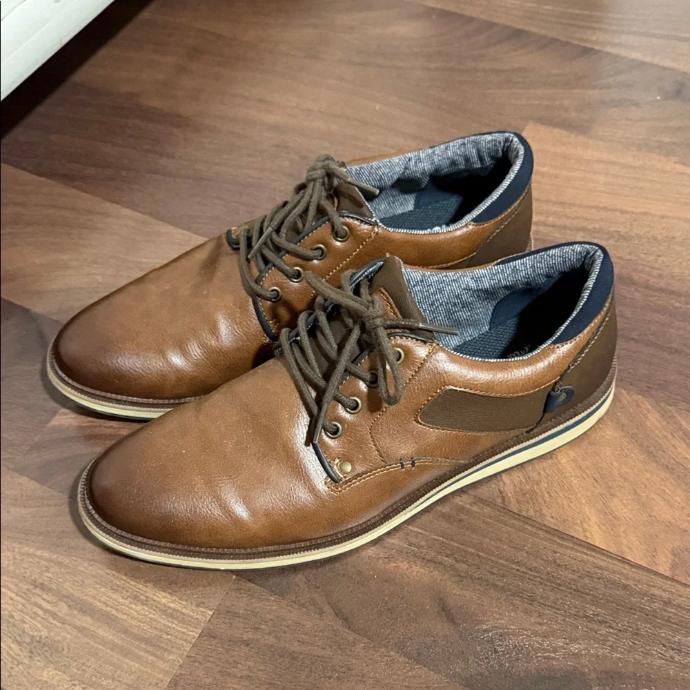Sonoma Brown Leather Lace-Up Oxfords with Tan Trim