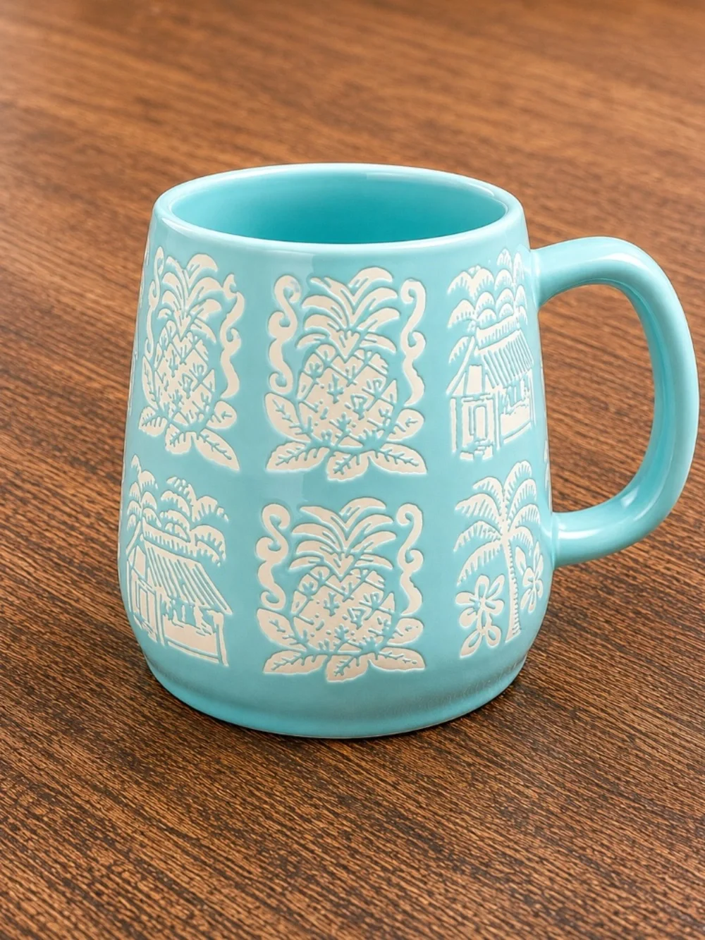 Opalhouse Tropical Pineapple Ceramic Coffee Mug, Aqua Blue