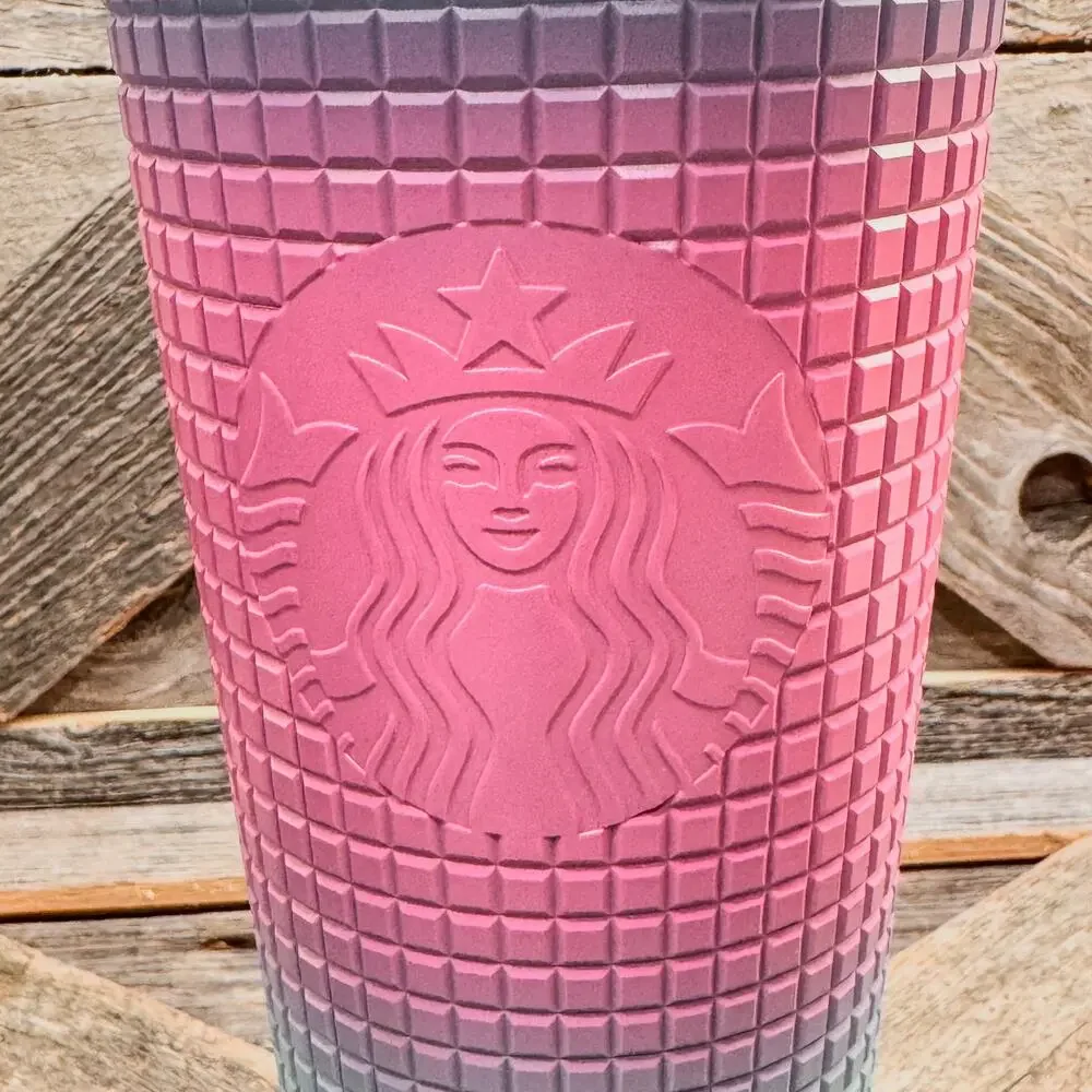 NWT-Starbucks-2024-Valentines Day Tri-Color Gradient Grid-24floz Cold Tumbler