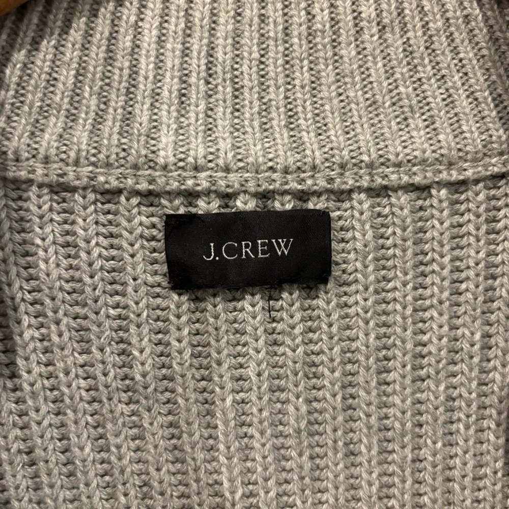 J Crew Men’s XL Cardigan Gray Full Zip Sweater Pockets Mock Neck Cotton