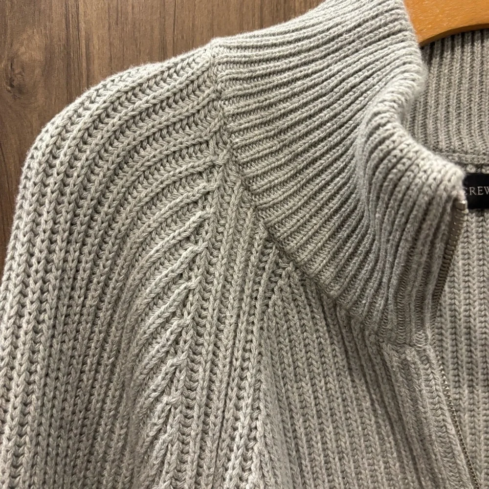 J Crew Men’s XL Cardigan Gray Full Zip Sweater Pockets Mock Neck Cotton