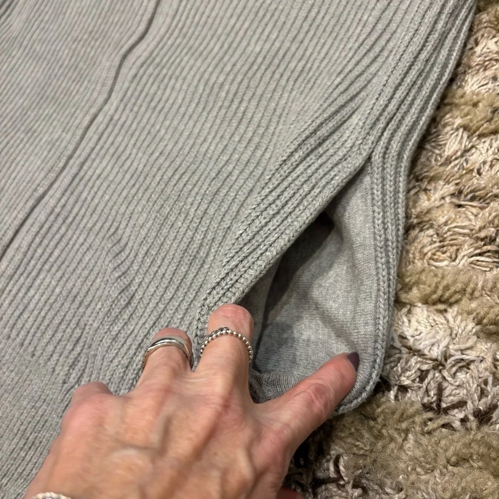 J Crew Men’s XL Cardigan Gray Full Zip Sweater Pockets Mock Neck Cotton