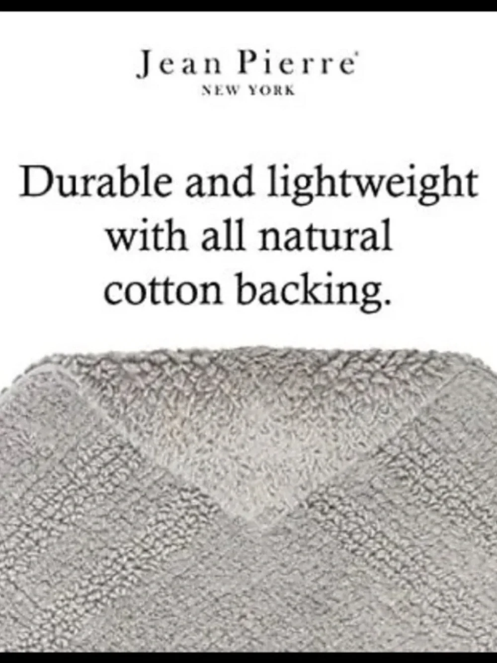 Jean Pierre Stonewash Racetrack Bath Rug  100% Cotton Light Grey 17x24 Inch