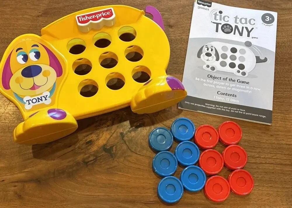 Mattel Games TIC TAC TONY Fisher Price 6 Red + 6 Blue disks + Instructions VGC