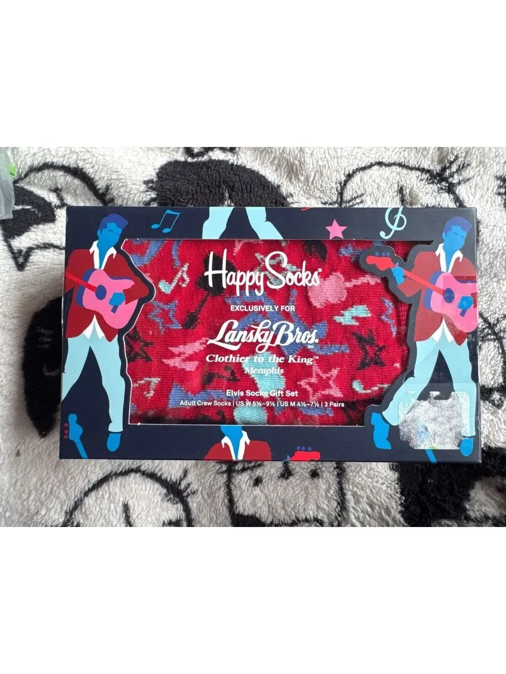 Happy Socks x Lansky Bros Elvis Presley Gift Set 3 Pairs Crew Socks New
