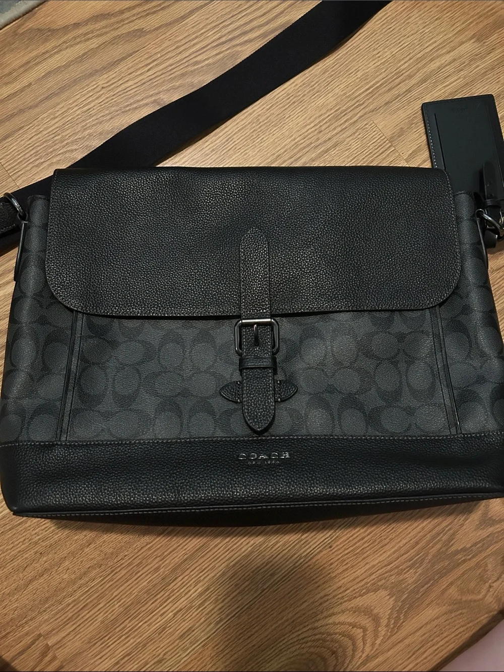 Coach Men's Gray/Black Signature Canvas Messenger Bag