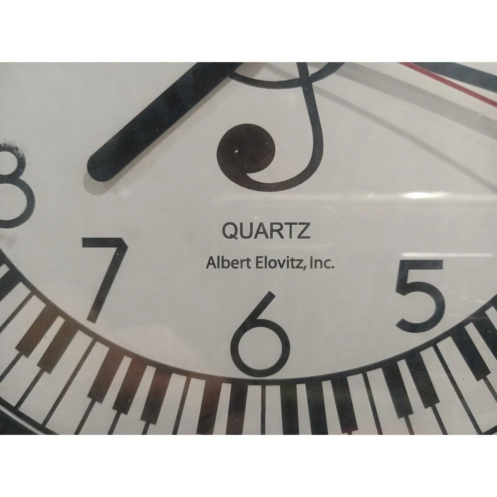 Albert Elovitz Inc. Piano Keys Wall Clock Quartz Moment Battery Operated Black