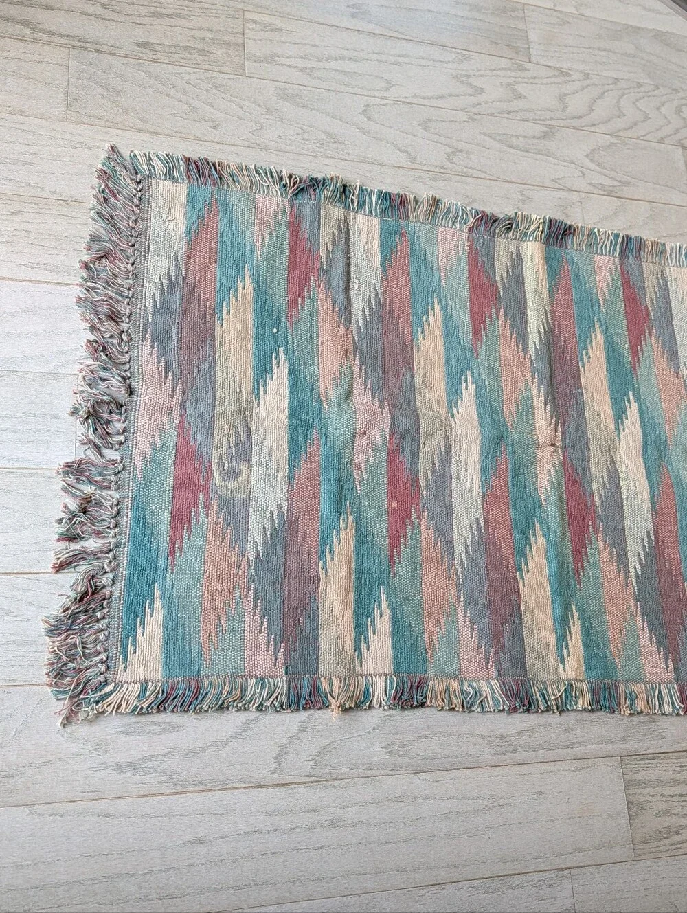 vintage SOUTHWESTERN COTTON dhurrie RUG 1990's