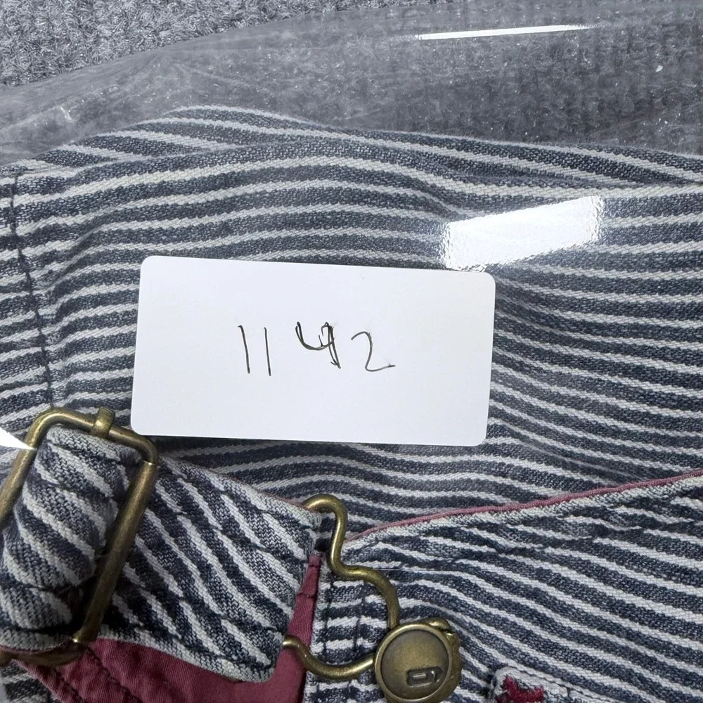 VNTG Gymboree Kids Hickory Stripe Denim Overalls Train Patch Blue White 18-24‎ M