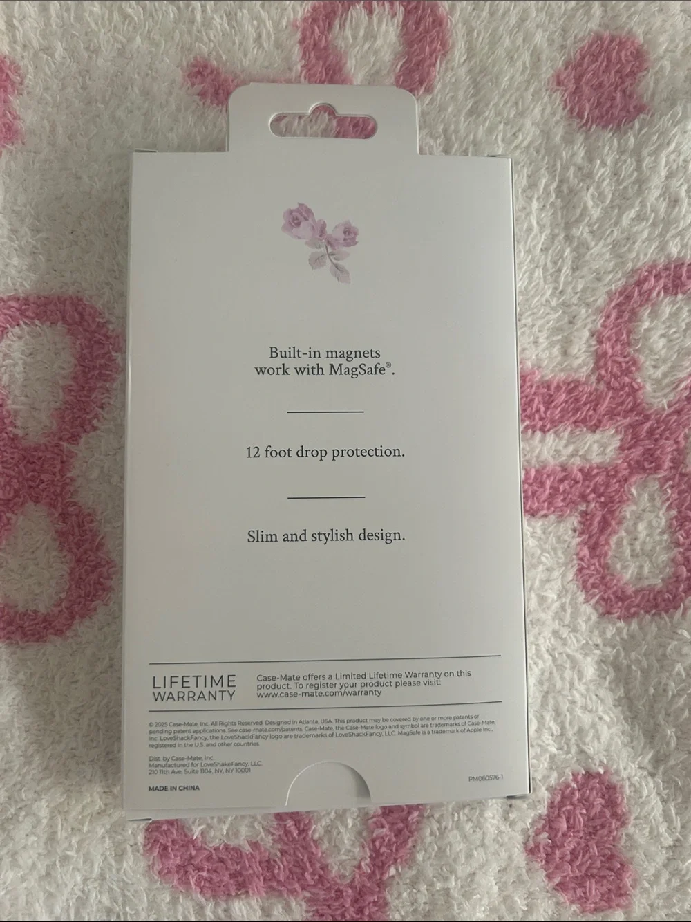 LoveShackFancy White & Pink Rose Pattern iPhone Case