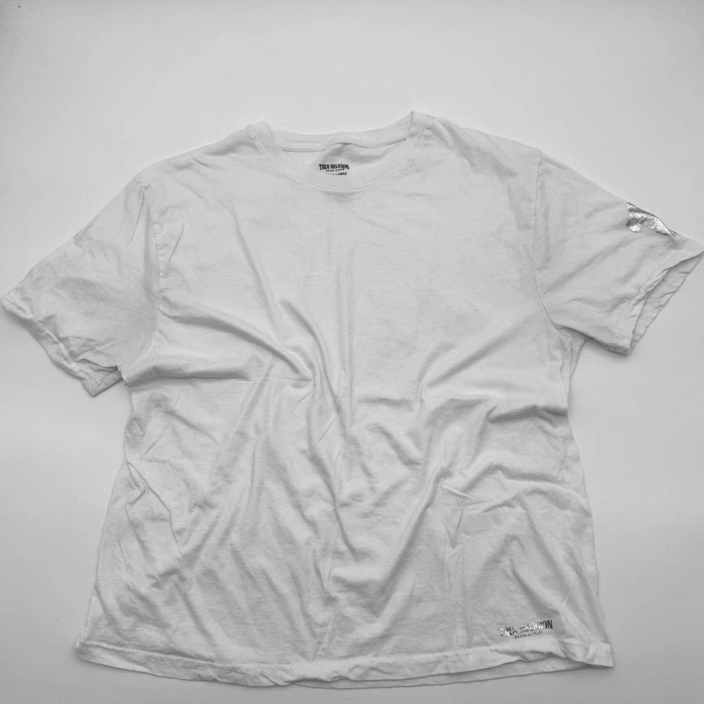 True Religion Mens White‎ Silver Foil Horseshoe Logo T-Shirt XL