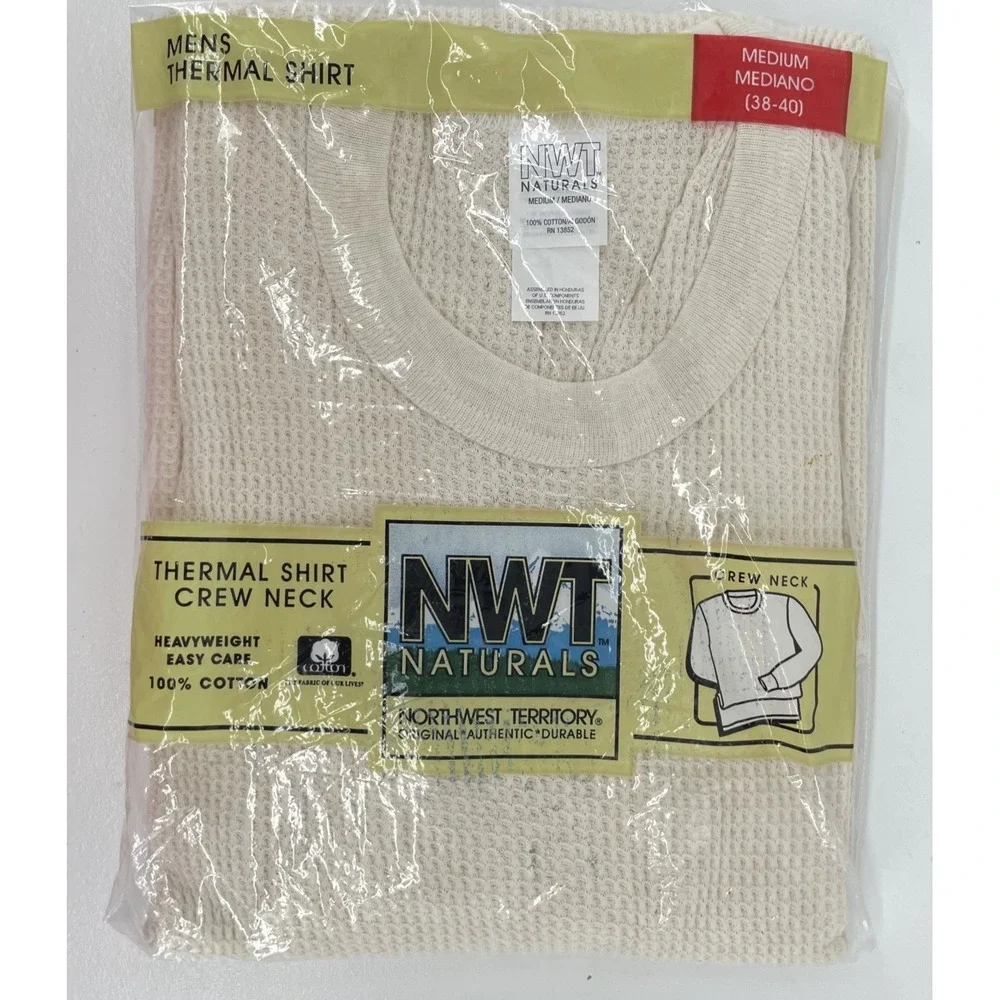 VTG‎ Northwest Territory Shirt Men M Thermal Crew Neck Waffle Knit Cotton Kmart