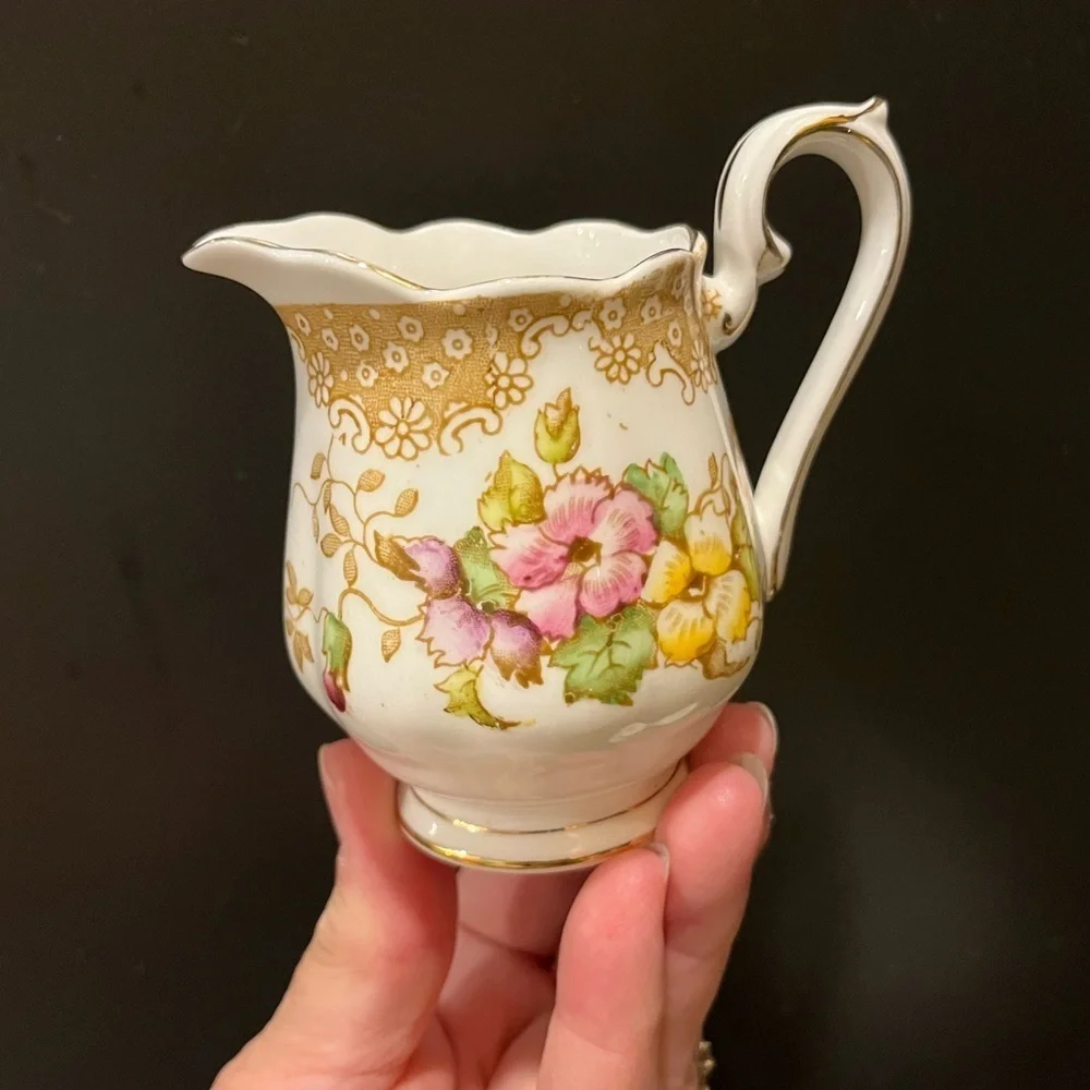 Royal Albert Bone China Open Sugar Bowl and Cream pitcher Lovelace pattern