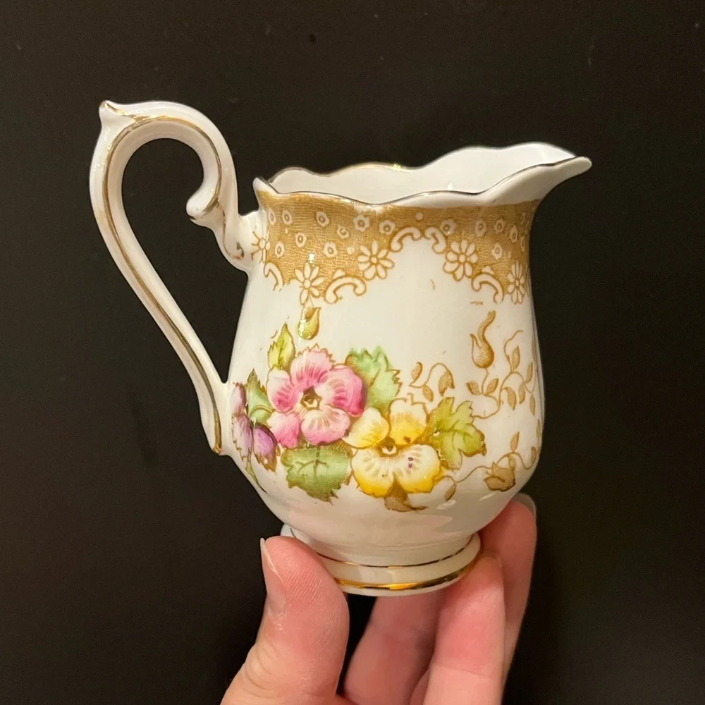 Royal Albert Bone China Open Sugar Bowl and Cream pitcher Lovelace pattern