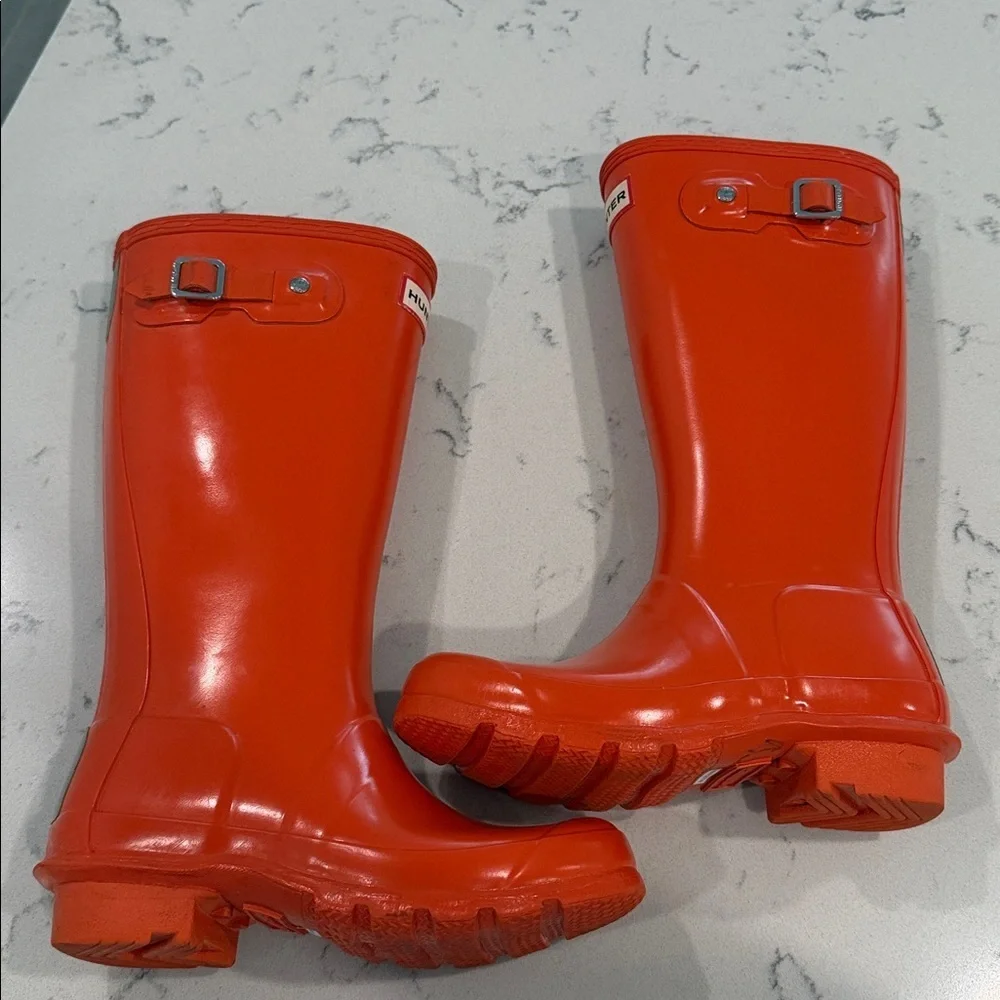 Hunter Tall Glossy Orange Rubber Rain Boots