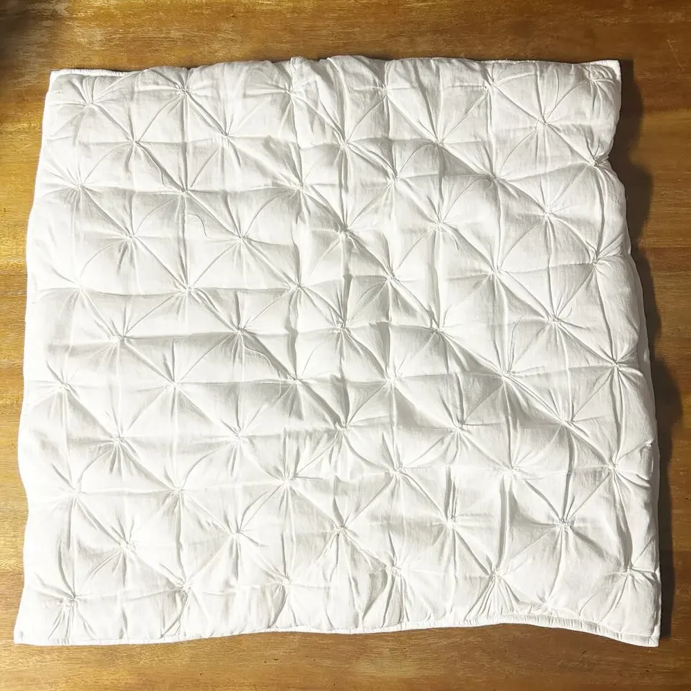 Pottery Barn Home Quilted Pintuck Accent Throw Pillow‎ Sham Case Cover White