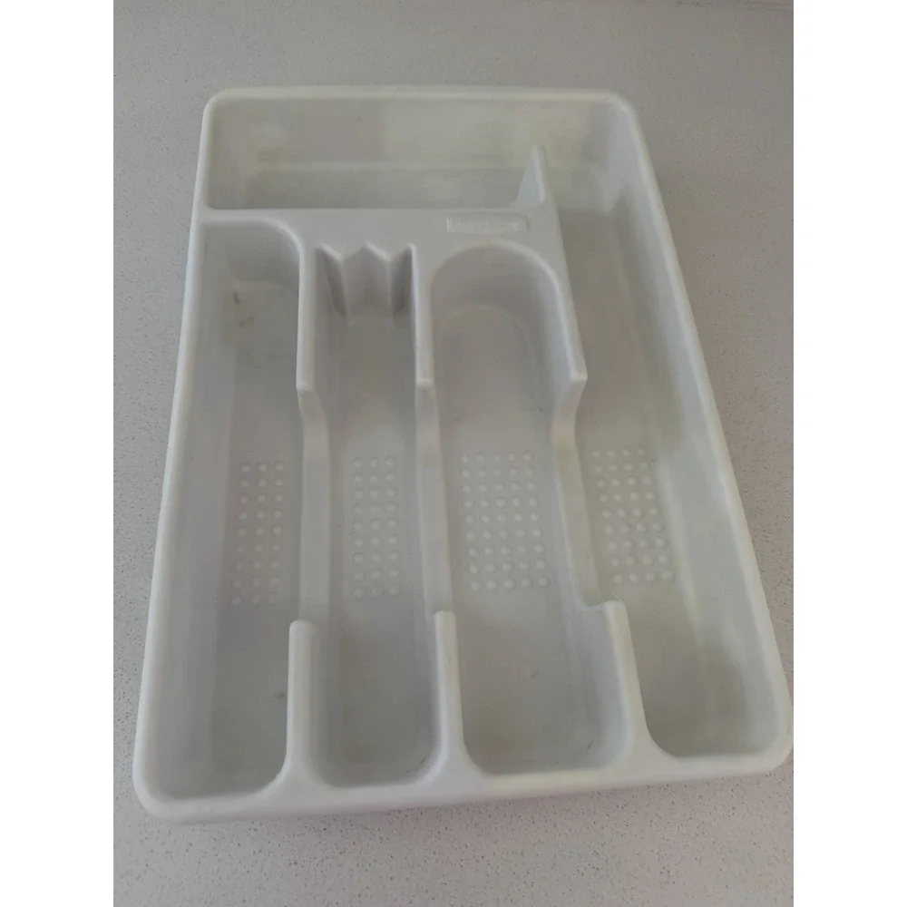 VTG Rubbermaid WhiteSilverware Flatware Utensil Holder Tray #2919 Made In USA