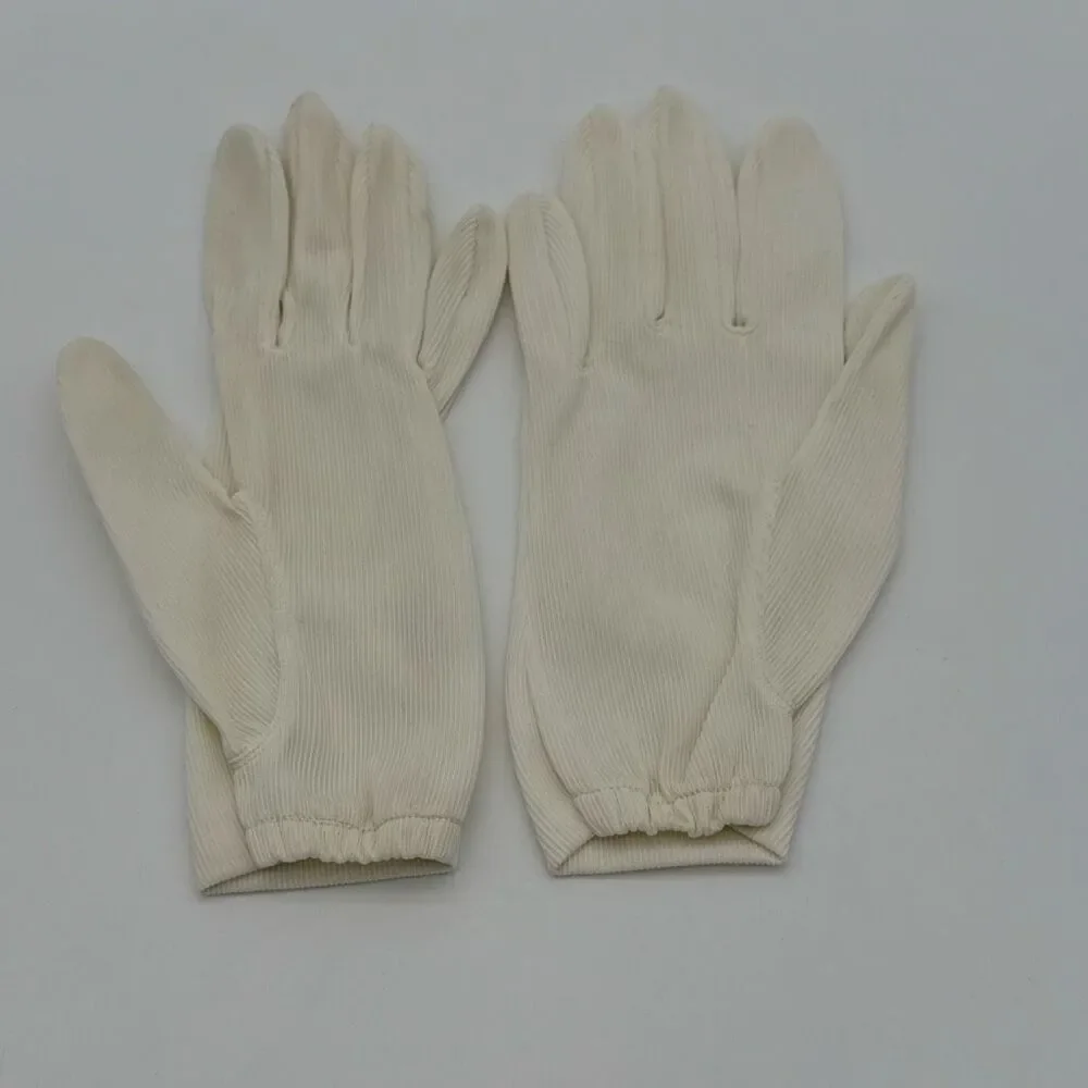 1960s Wear Right West Germany Ribbed Ivory Gloves Mod Daywear‎ Size 7