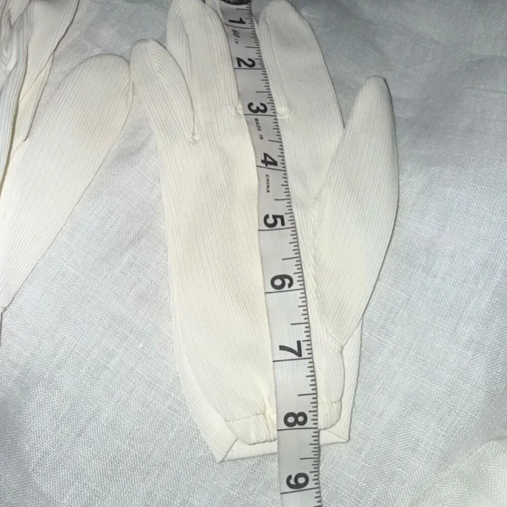 1960s Wear Right West Germany Ribbed Ivory Gloves Mod Daywear‎ Size 7