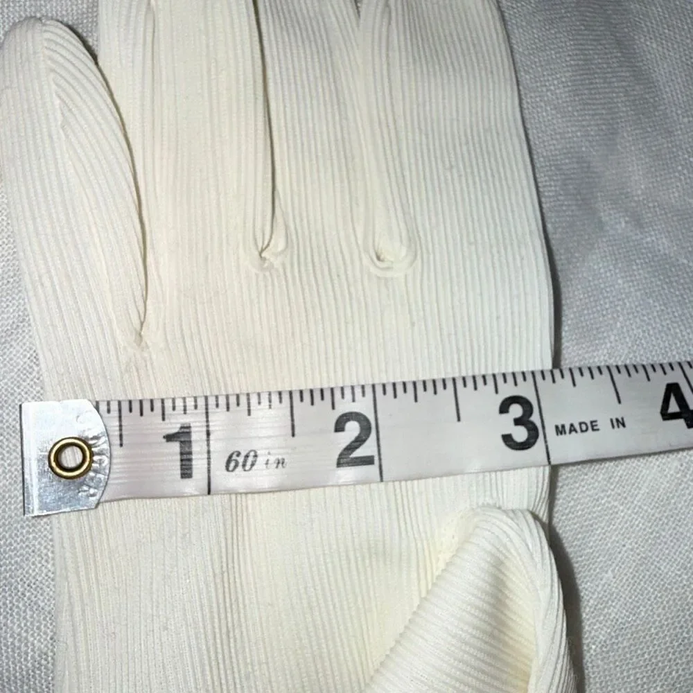 1960s Wear Right West Germany Ribbed Ivory Gloves Mod Daywear‎ Size 7