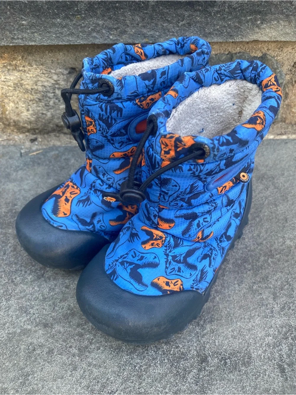 Bogs Kids Blue & Orange Dino Snow Boots