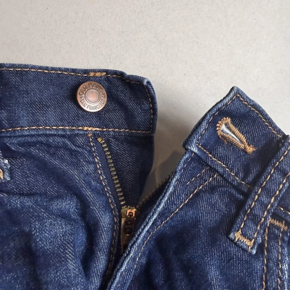 Old Navy Shorts Girls 14 Blue High Rise Denim Cutoff Adjustable Waist Frayed Hem