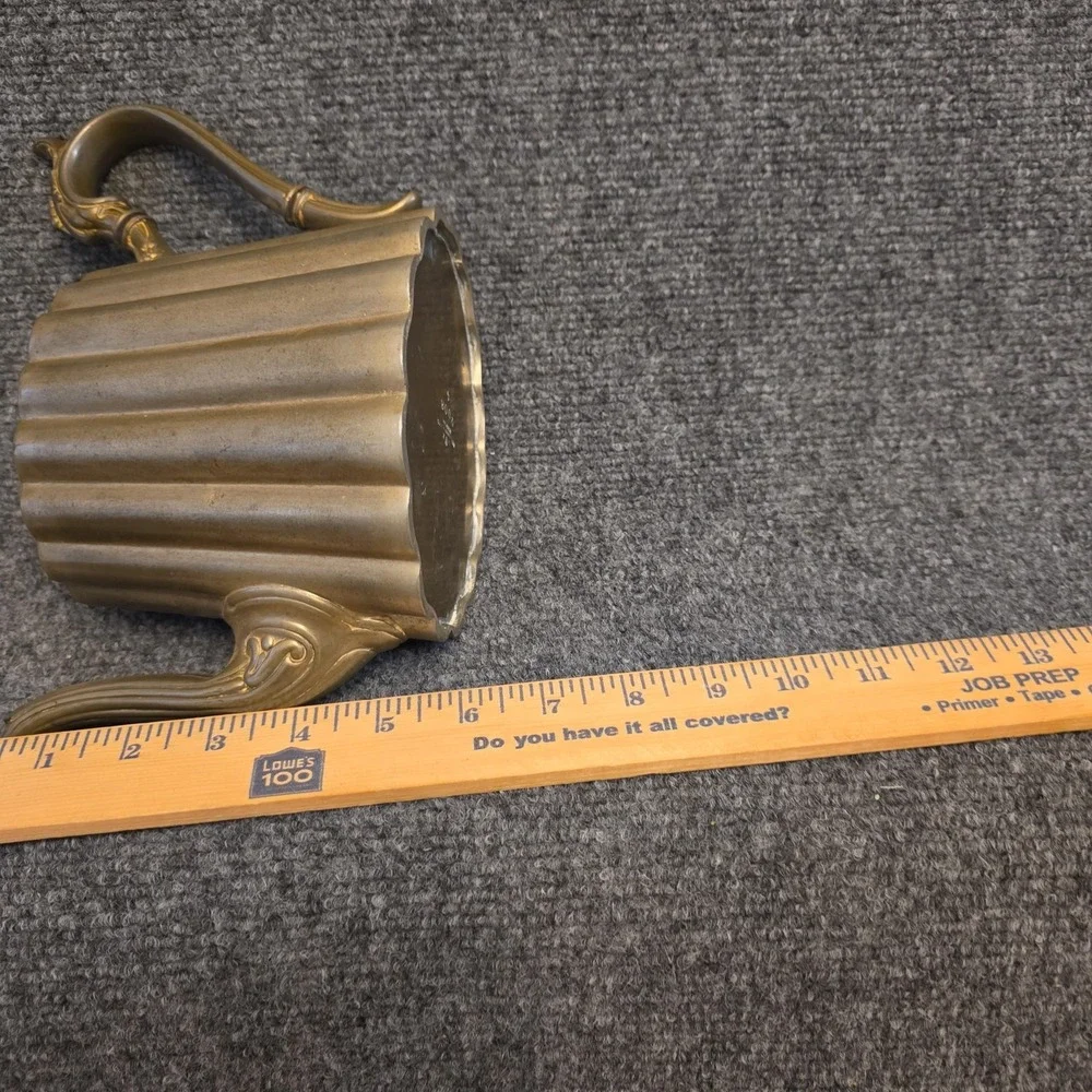 Vintage Brass Tea‎ Pot Fluted Sides Yellow Plastic Knob Retro Kitchen Decor