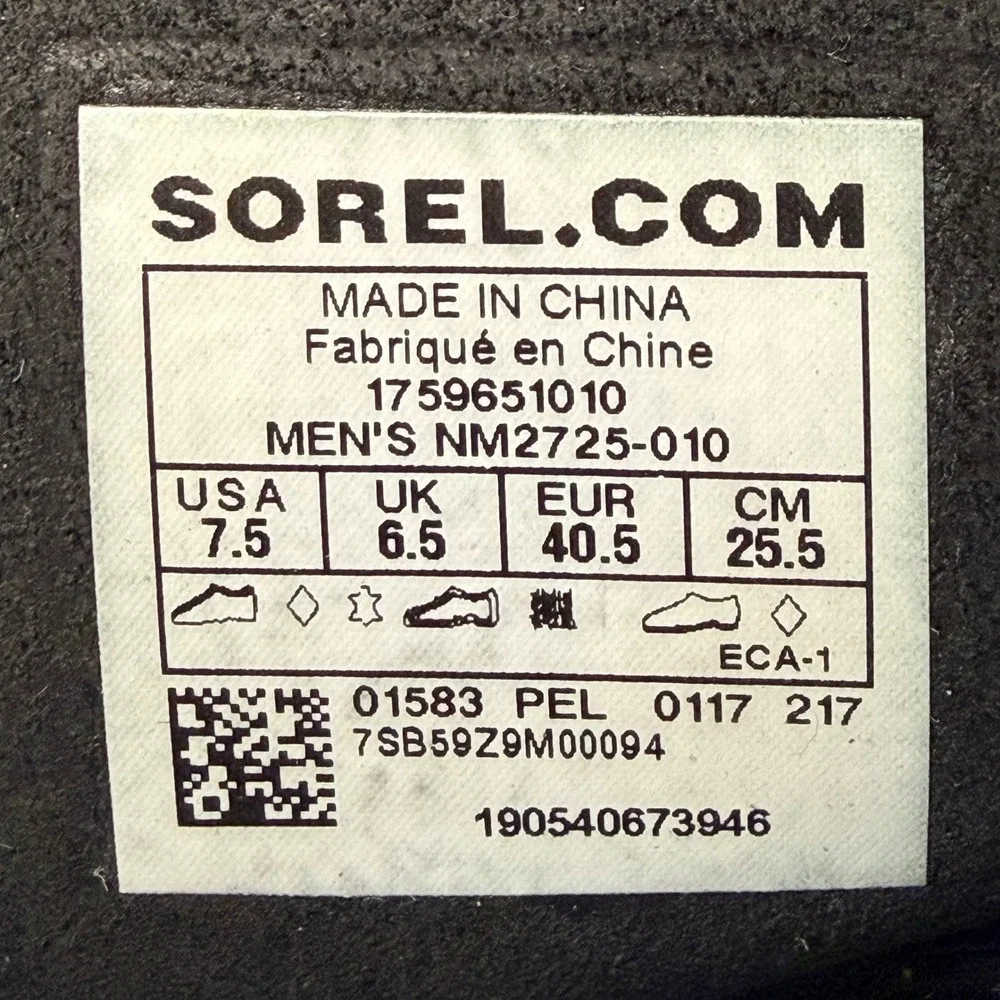 Sorel men size