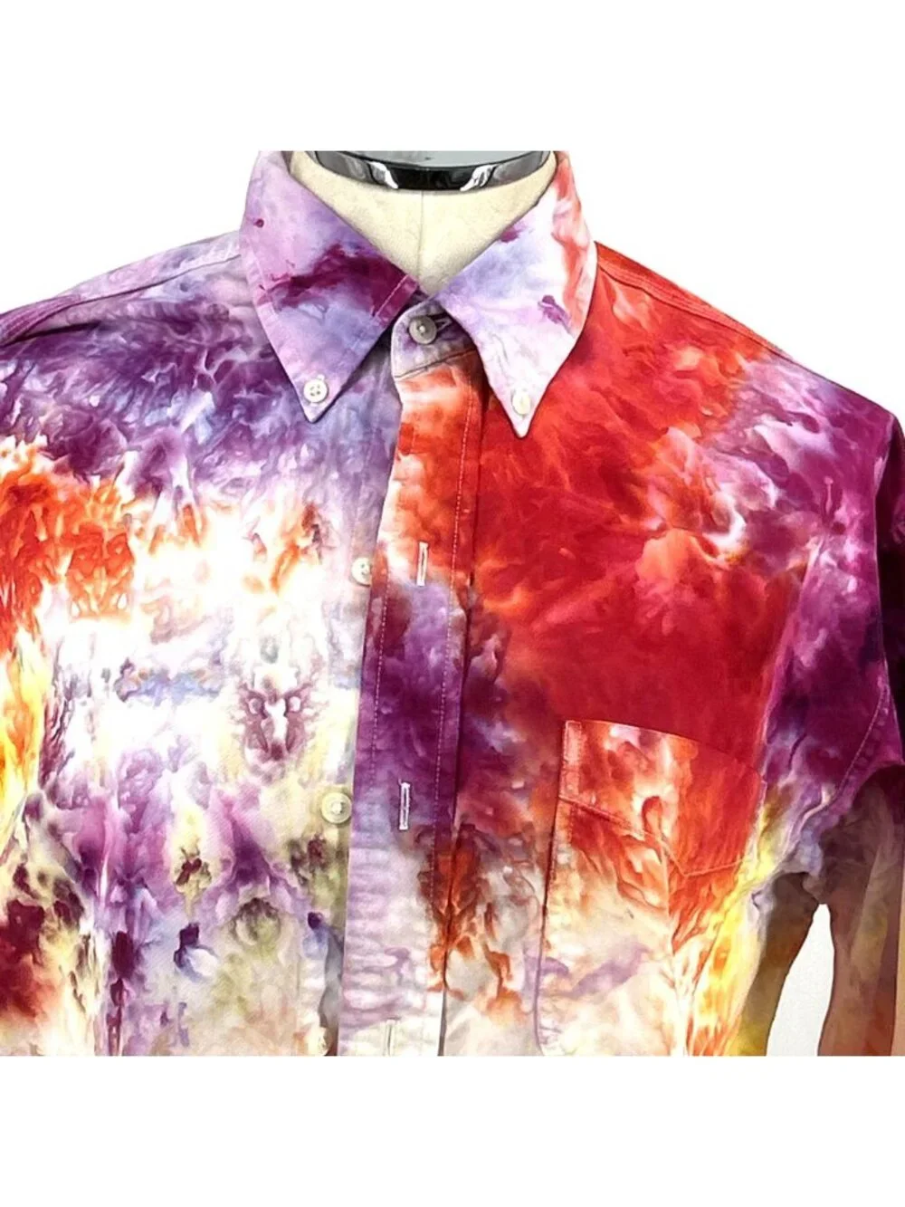 Banana Republic Mens Sz M Shirt Tie-Dye Button Down Multicolor Cotton