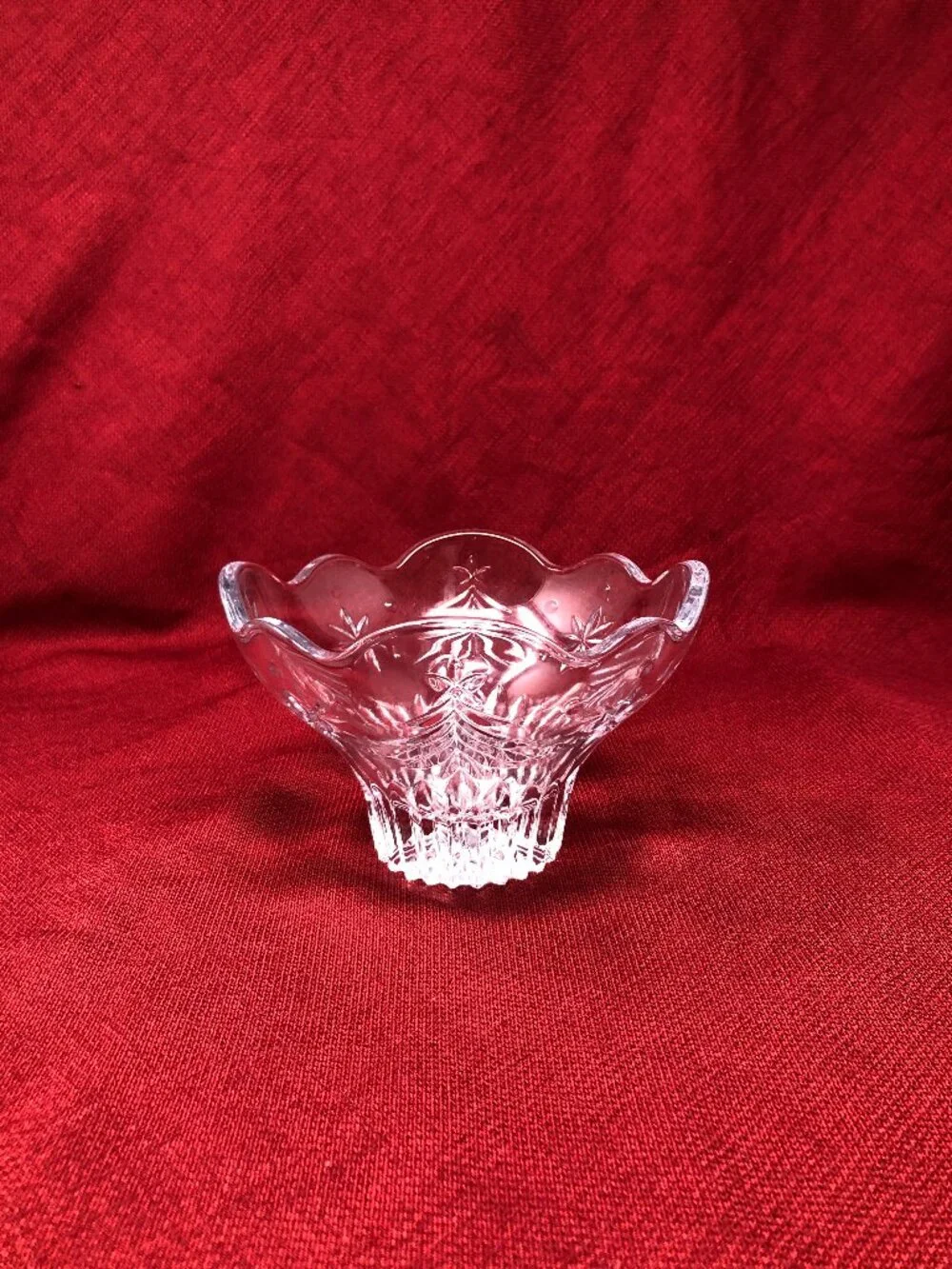 Vintage Mikasa Christmas Tree Night Footed Glass Bowl – 1990s Clear Glass Servin