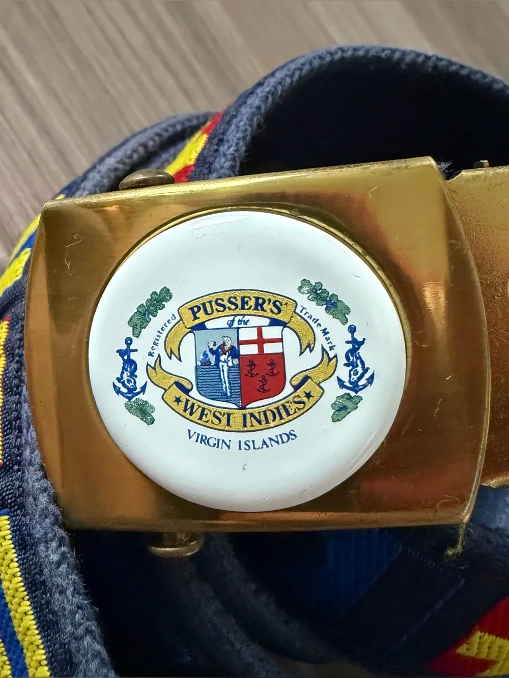 Vintage Pusser’s West Indies Made in USA Nautical Flag Belt