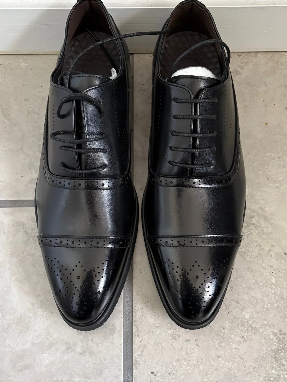 Men's Black Cap-Toe Leather Dress Oxfords size 12/12.5 US