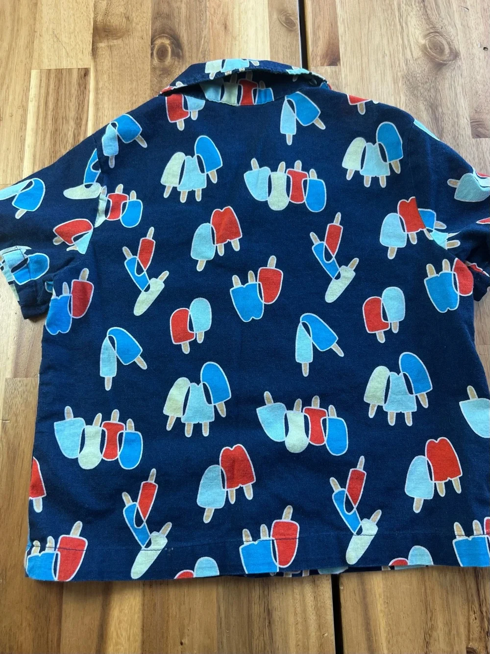 Old Navy Toddler Boys 3T Popsicle Button Front Shirt Blue Cotton Linen Blend