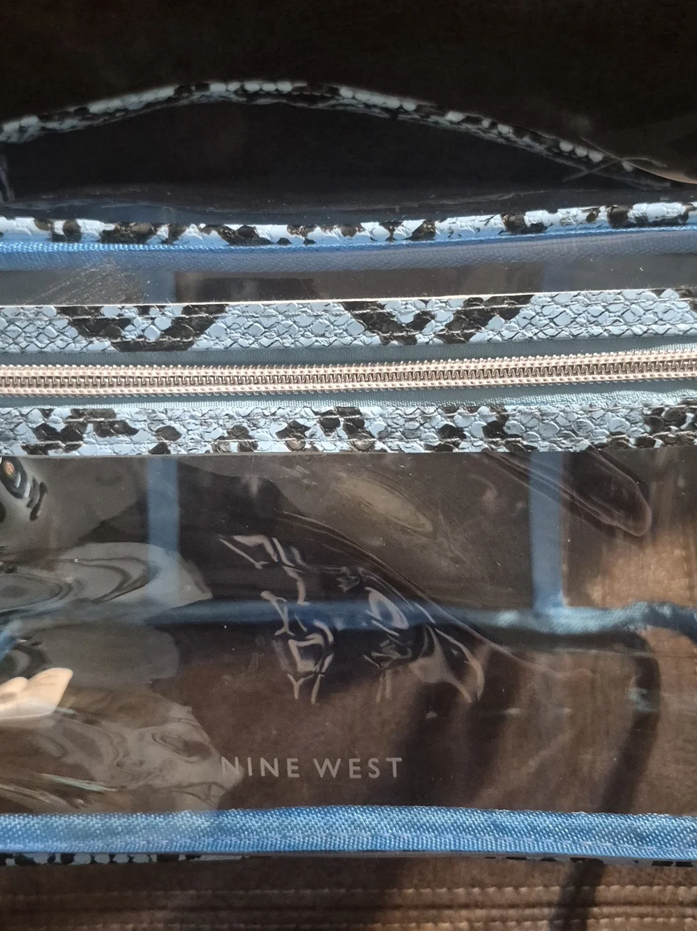 Nine West Clear & Blue Snake Print Cosmetic Bag Set