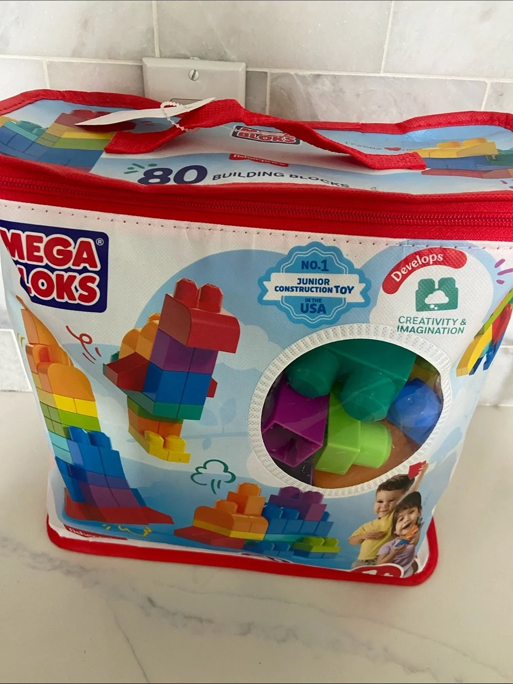 Fisher-Price Mega Bloks Building Bag - Red, Blue, Yellow, Green, Purple, Orange