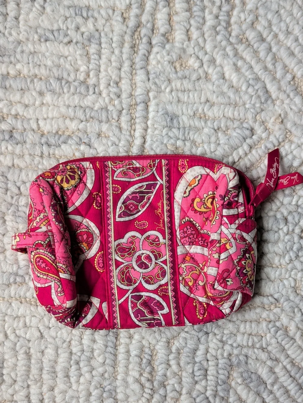 Vera Bradley Hot Pink Paisley Quilted Cosmetic Case
