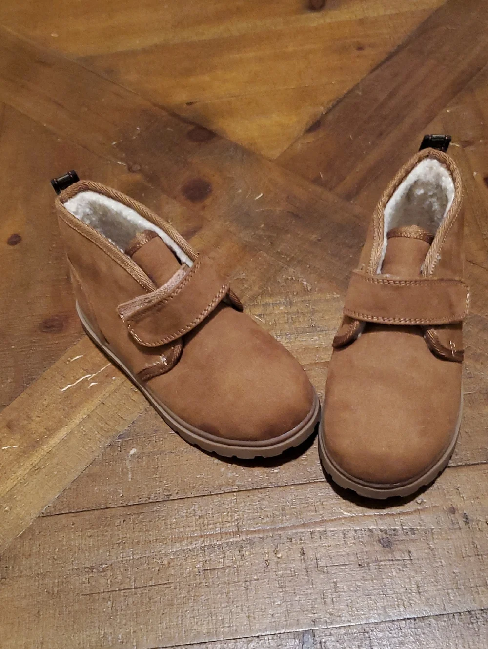 Cat & Jack Tan Suede Kids Winter Boots with Faux Fur